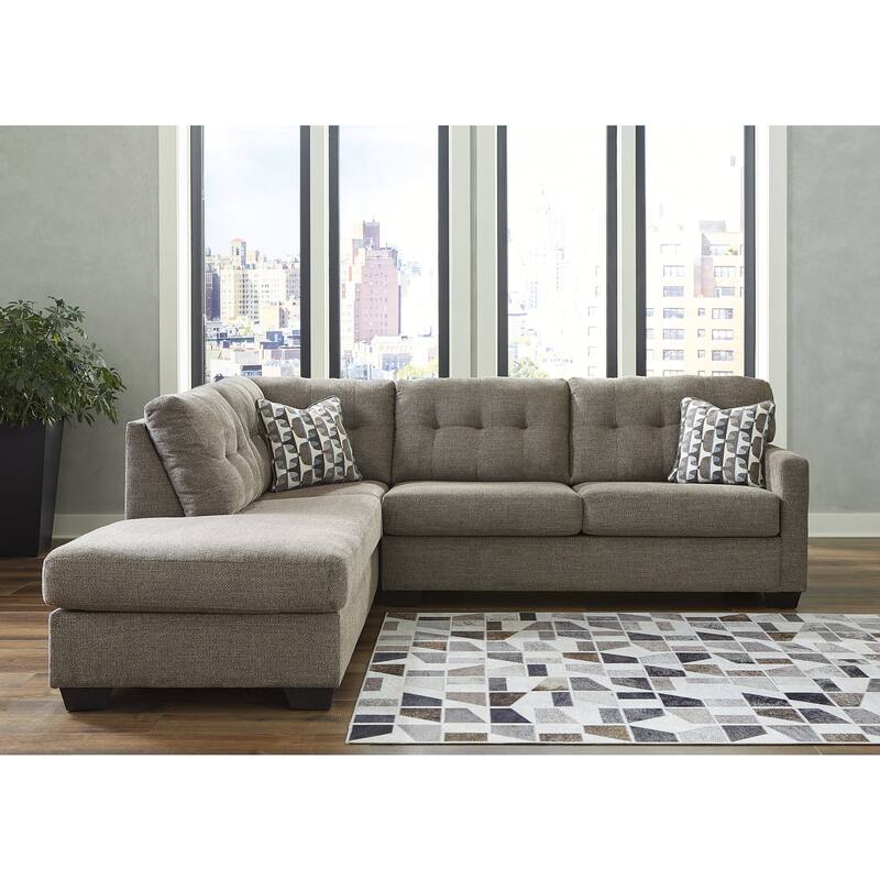 Signature Design by Ashley Mahoney 2-Piece Sectional with Chaise - 105"W x 90"D x 37"H - Chocolate - Left Facing