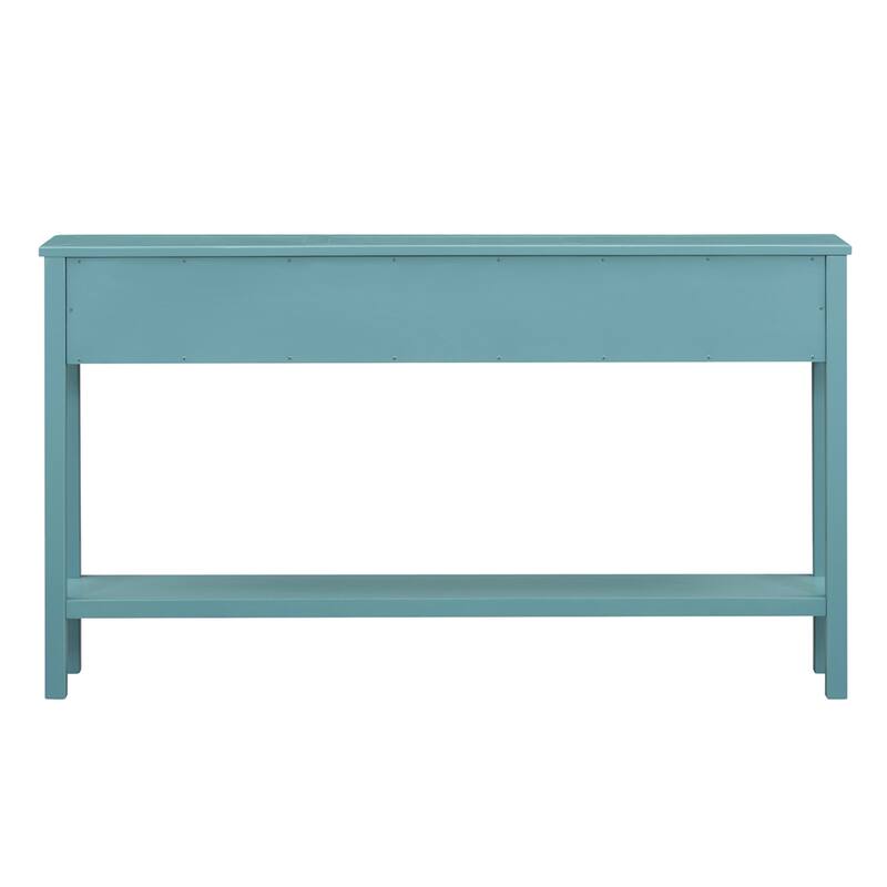 Rustic Entryway Console Table with Two Drawers and Bottom Shelf