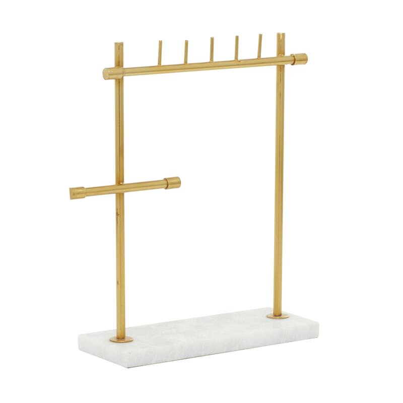 Marble Jewelry Stand with Rectangular Base - Gold - Roche River Decor - Gold