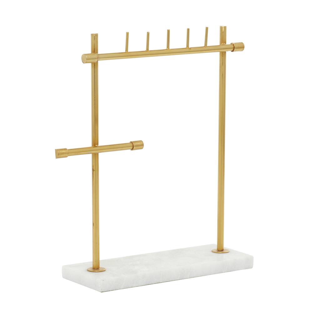 Marble Jewelry Stand with Rectangular Base - Gold - Roche River Decor