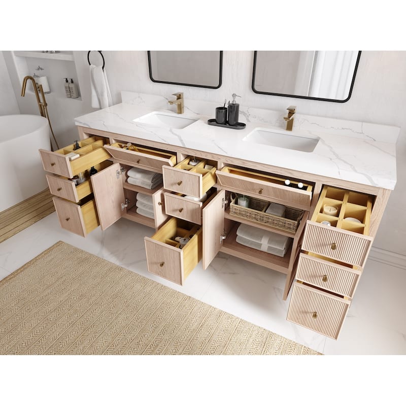 Willow Collections 84 x 22 Sonoma White Oak Double Sink Bathroom Vanity with Countertop