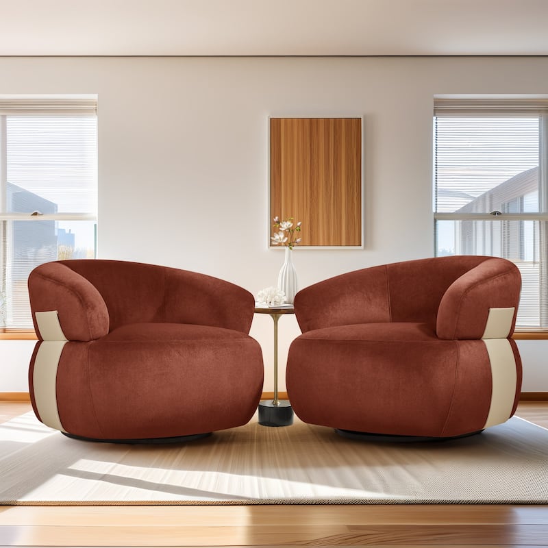 Kieon 33"W 360 Swivel Barrel Chair Modern Accent Chair Set of 2