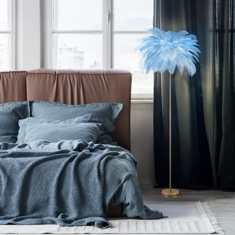 63 Inch Feather Tripod Floor Lamp With Bulbs