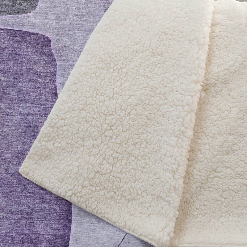 Premium Machine Washable Contemporary Abstract Sherpa Throw Blanket
