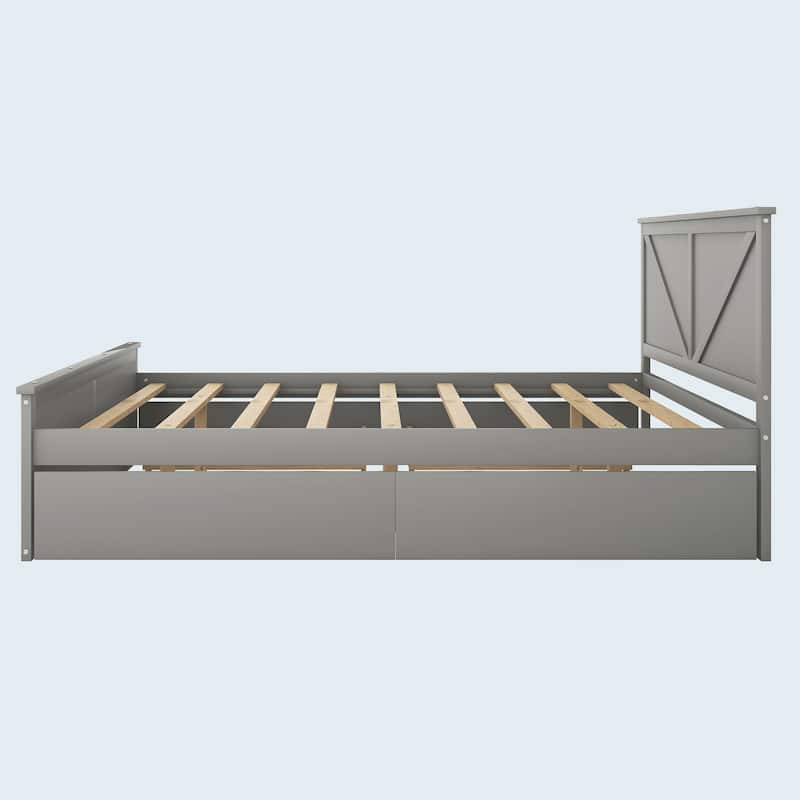 King Size Wooden Platform Bed