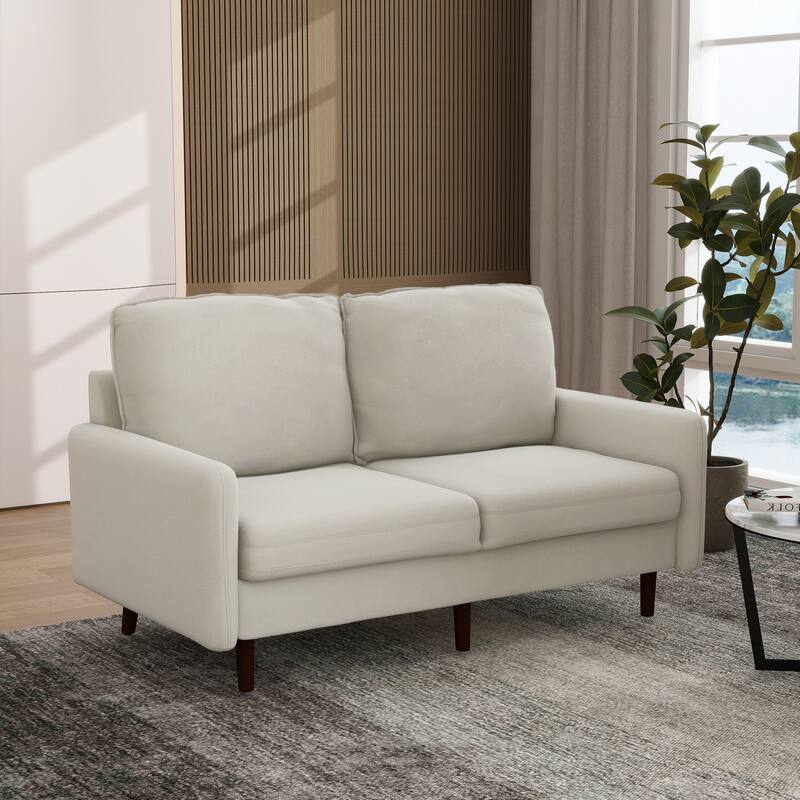 Modern Loveseat Velvet Wood Legs Sofa