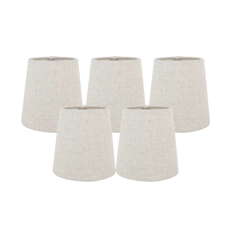 Meriville Linen Clip On Chandelier Lamp Shades, 3.5-inch by 4.5-inch by 4.5-inch - Set of 5 - Natural
