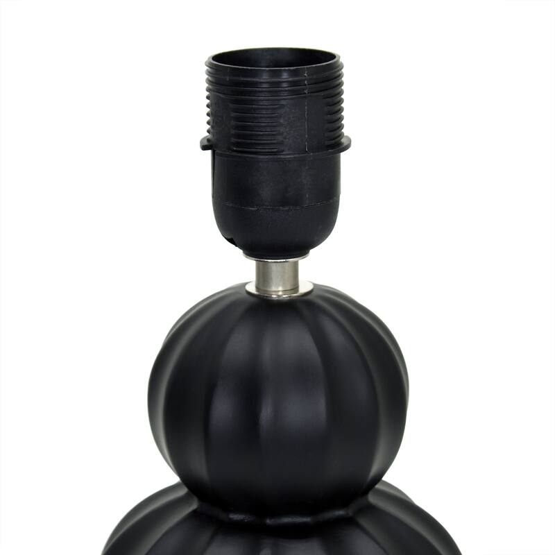 Stacked Double Gourd Ceramic Table Lamp with Tapered Shade - 12.5" - Black