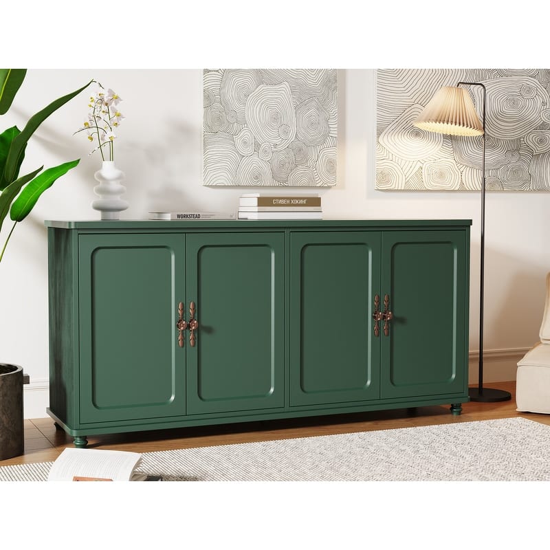 Retro 4 Doors Storage Cabinet with Adjustable Shelves