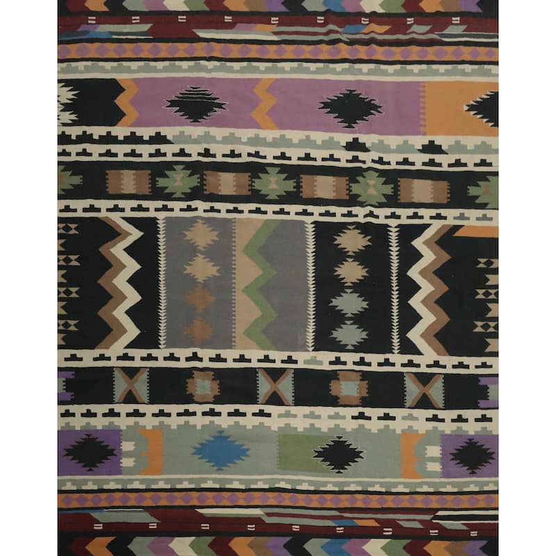 Hand Woven Oriental 100% Wool Carpet Southwestern Tribal Multi-Colored Kilim Area Rug - 11' 6'' X 11' 6''