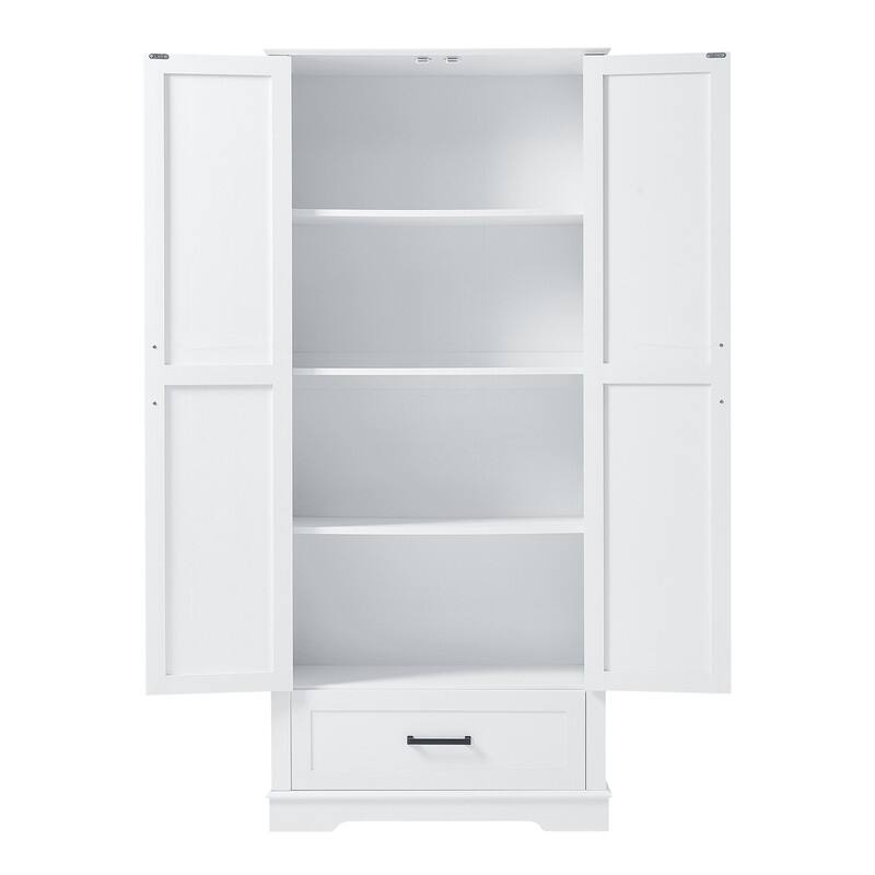 Tall Bathroom Storage Cabinet with 2 Doors and 1 Drawer, Adjustable Shelf