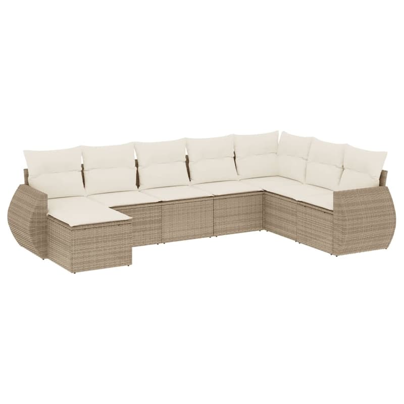 vidaXL Patio Sofa Set with Cushions Outdoor Conversation Furniture Poly Rattan - 21.7 x 21.7 x 14.6