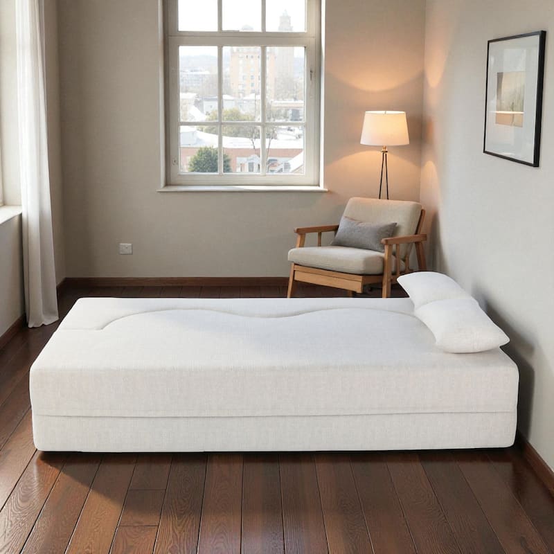 75" Convertible Foldable Sofa Bed, Memory Foam Upholstered 3-Seat Cloud Couch Mattress with 2 Pillows