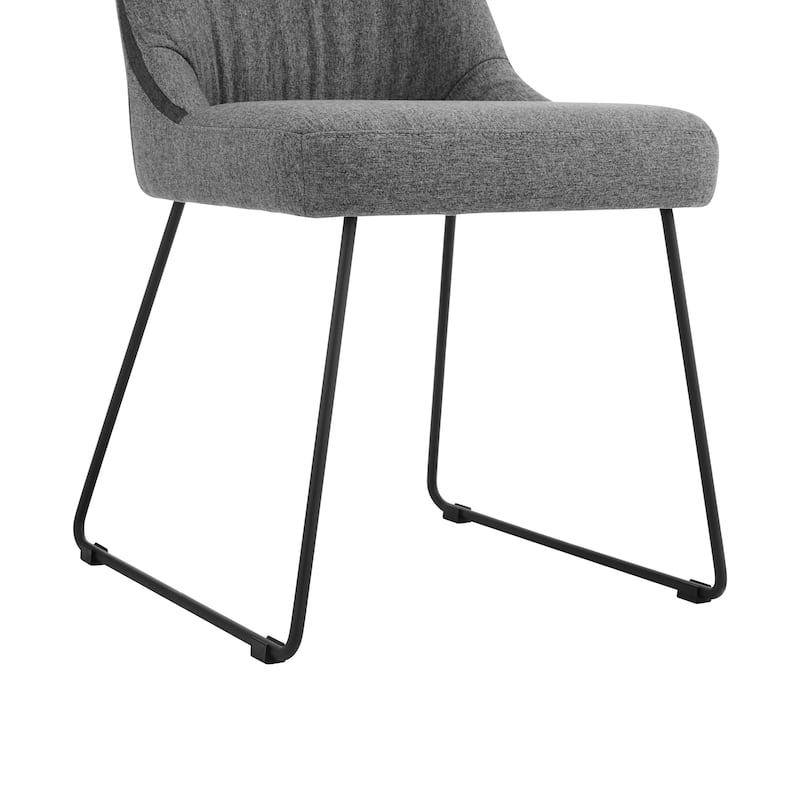 Gray Fabric and Metal Dining Room Chairs - Set of 2