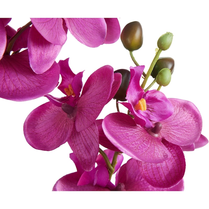 Artificial Orchid Phalaenopsis Plant Including Metallic Vase, 24"