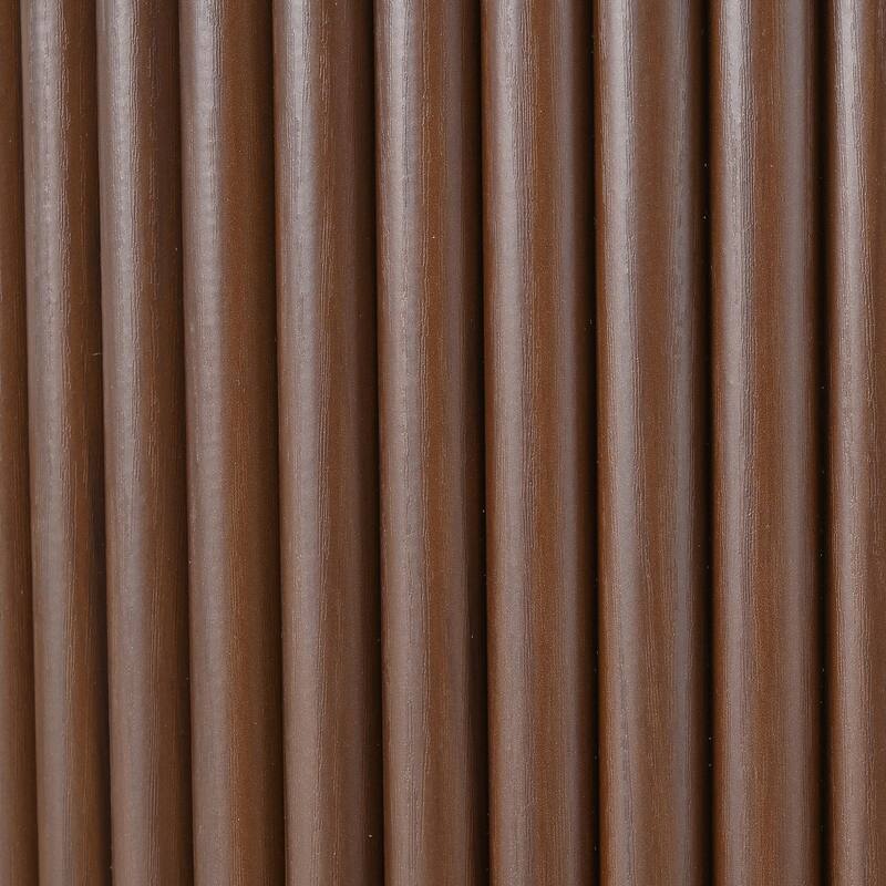 Mid-Century Coffee Table Set with Sliding Tambour Door - Round Fluted End Table with Storage