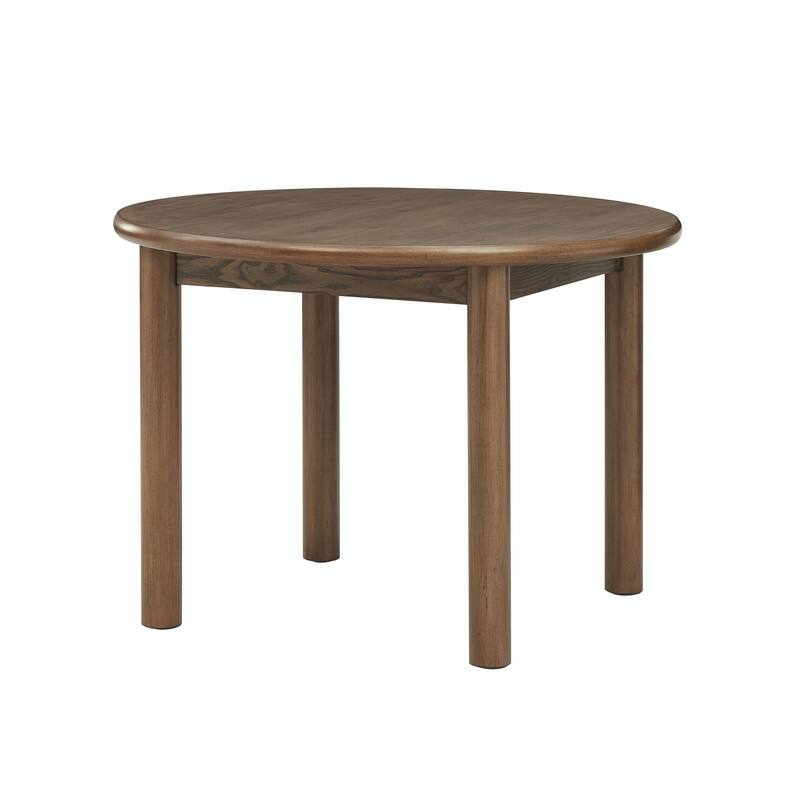 42" Round Dining Table for 4, Retro Wooden Table with Solid Wood Legs