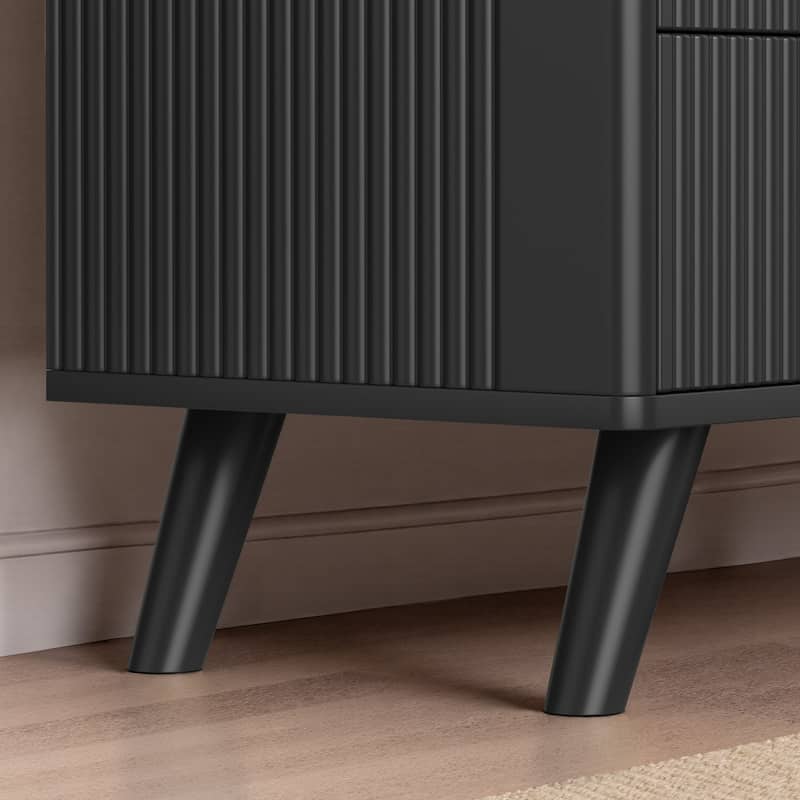 Meyreso Modern Boho Wave Wood Dresser, Wide Storage Cabinet