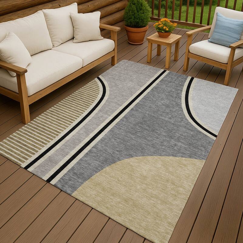 Machine Washable Indoor/ Outdoor Contemporary Keely Chantille Rug