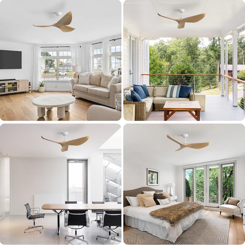 Sofucor 52Inch Ceiling Fan without Light, 6 Wind Speeds with Remote Control for Living Room and Patio