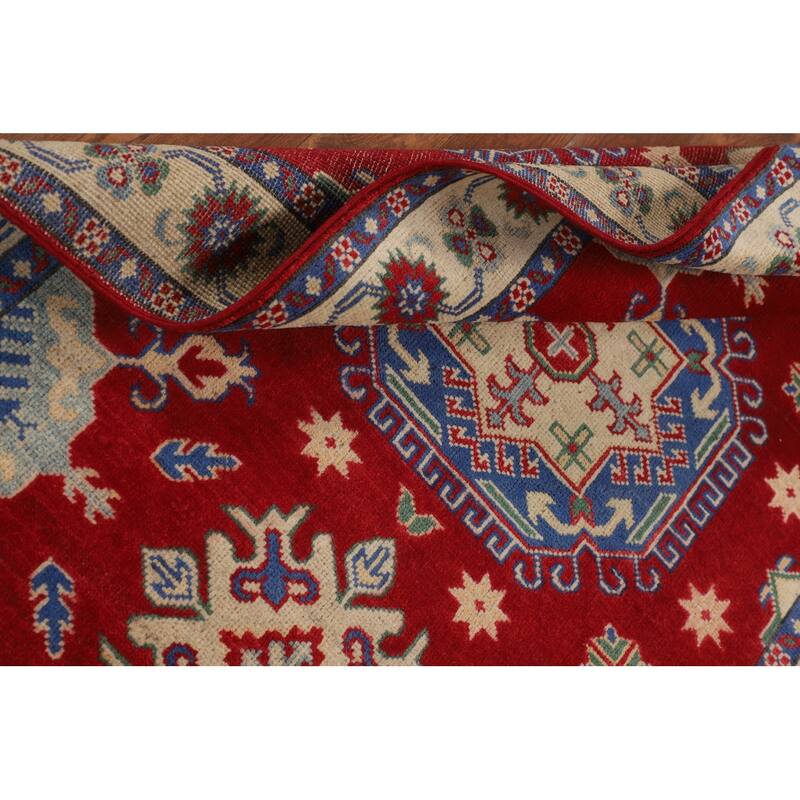 Red Kazak Accent Rug Handmade Wool Carpet - 3'4" x 4'8"