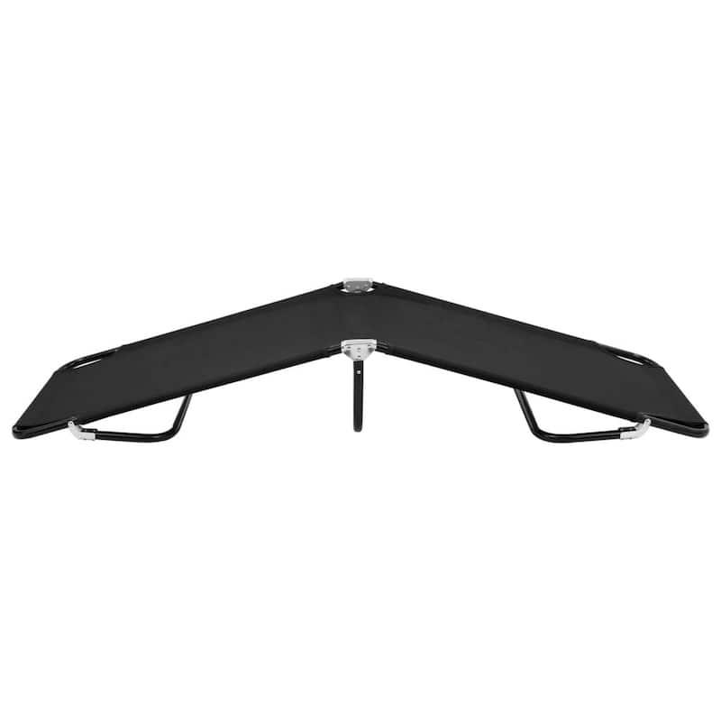 Zena Outdoor Lounger Sunbed, Black Fabric 75 Inch Foldable Steel Frame