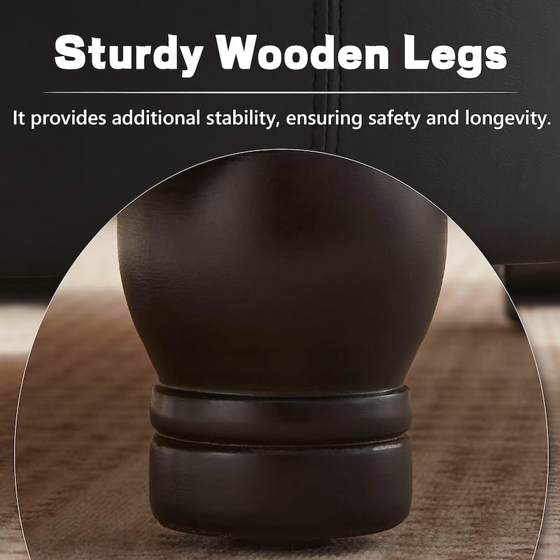 Faux Leather Round Storage Ottoman
