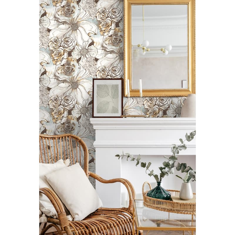 Harry & Grace Ink Rose Peel and Stick Wallpaper