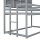 preview thumbnail 31 of 38, Twin Over Twin Low Bunk Bed with House Semi-enclosed Roof and Guardrails