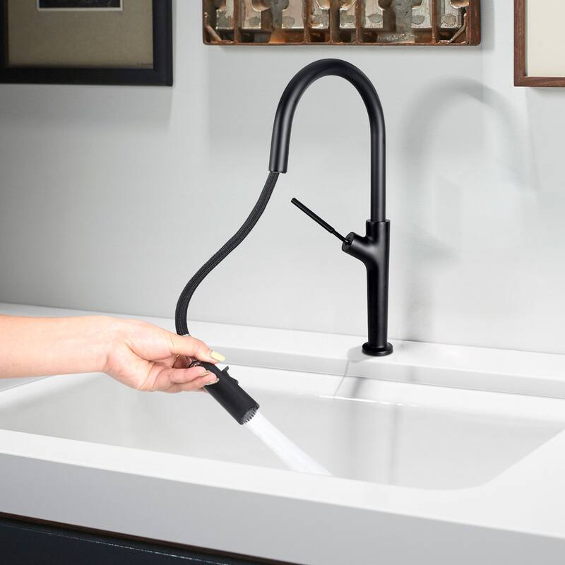 Single Handle Kitchen Faucet with Pull Down Sprayer Brass 1 Hole Brass Pull Down Kitchen Sink Faucets