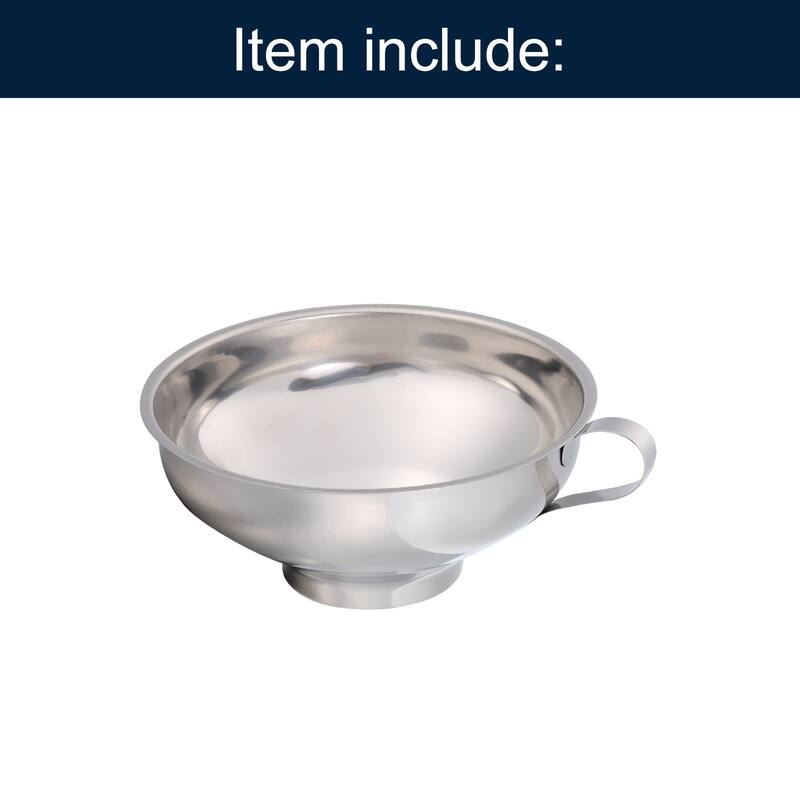 Stainless Steel Canning Funnel, 104mm/ 4inch Wide Mouth Jar Funnel with Handle - Silver