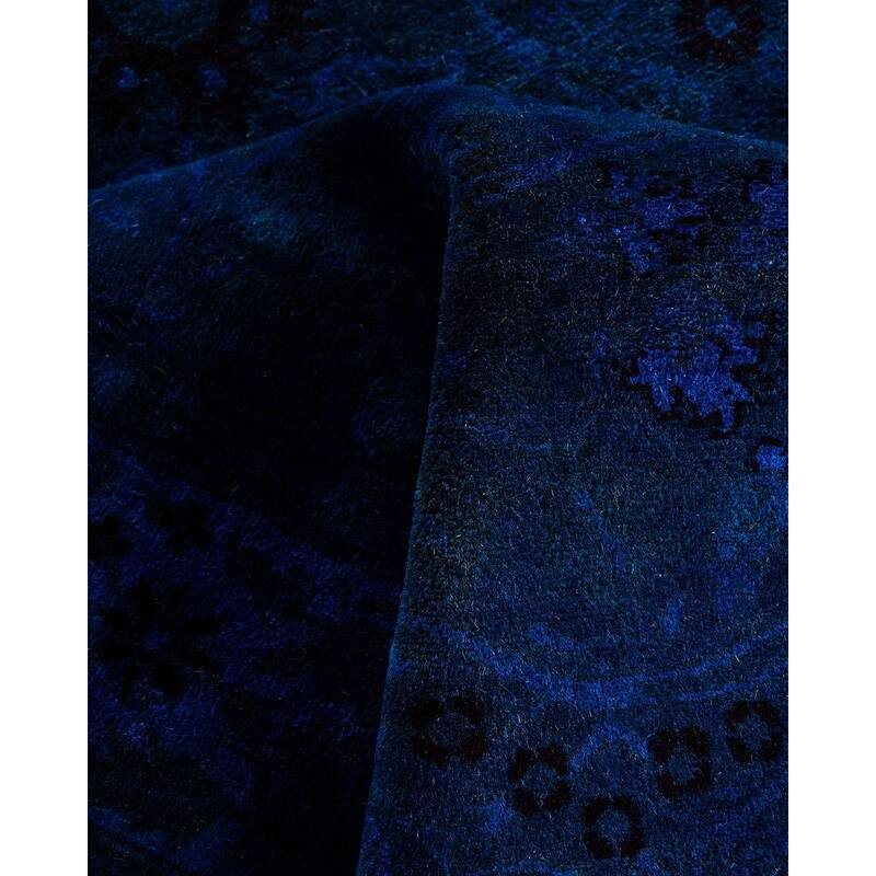 Fine Vibrance One-of-a-Kind Hand-Knotted Runner Rug - Navy, 3' 1" x 15' 1" - 3' 1" x 15' 1"