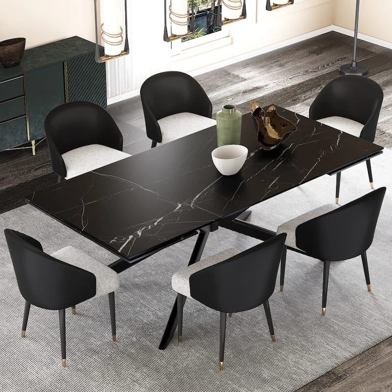110.24'' Extendable Rectangular Sintered Stone Dining Table - 78.74" to 110.24"