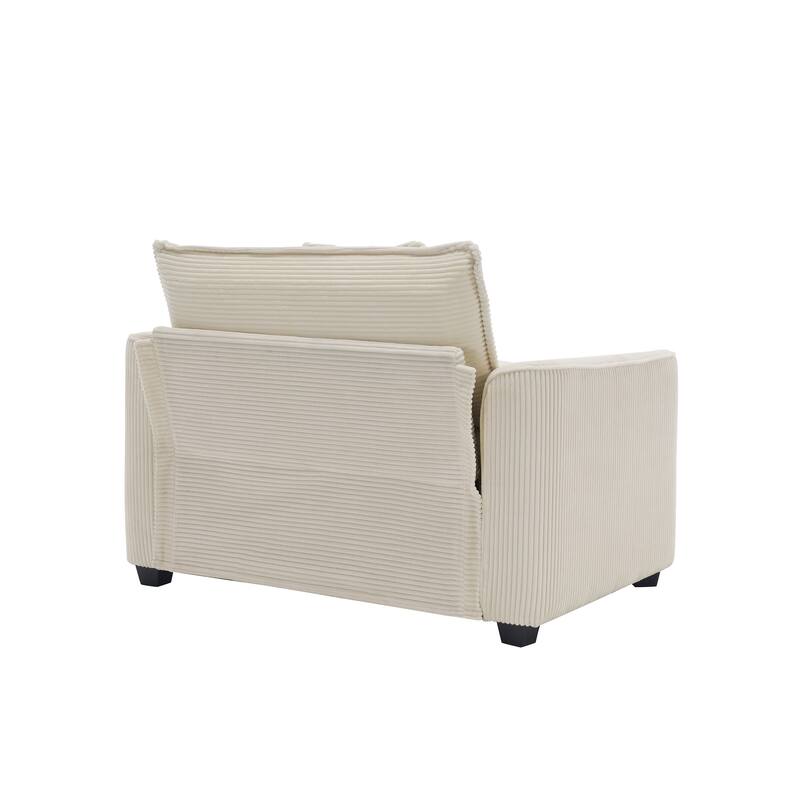 2 Pieces Deep Seated Sofa Set with Removable Armrests, 1+1Seat Flexible Combinations with Throw Pillows for Livingroom