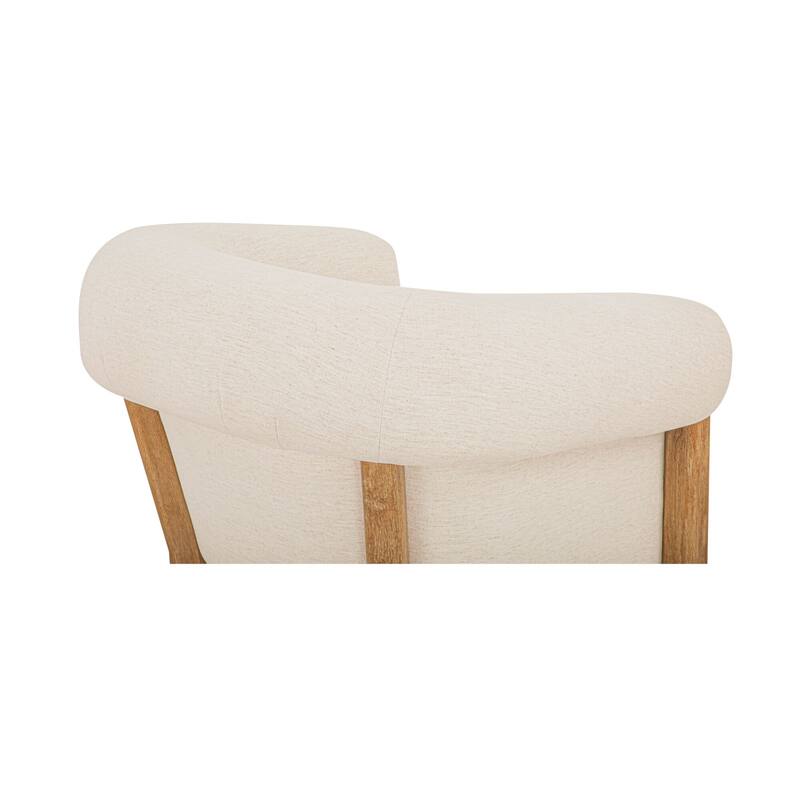 NADAAL STUDIOS Neris Accent Chair, Tub Style with Fold-Over Back and Wire-Brushed Wood Legs, Oat