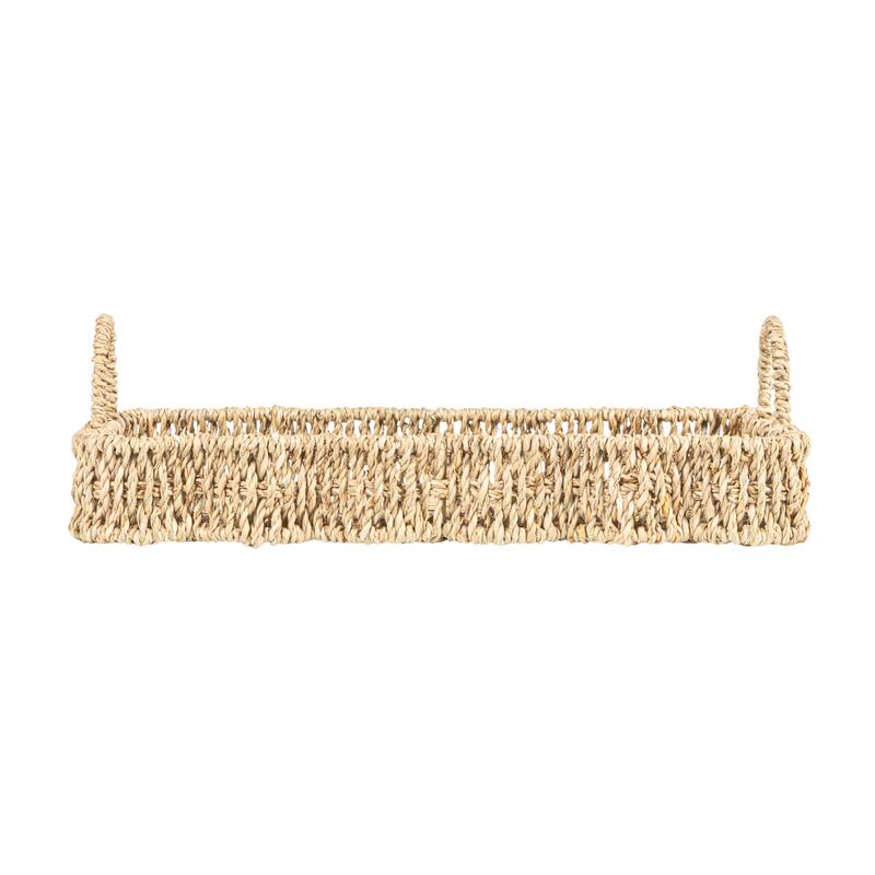 Handwoven Tray with Scalloped Edge and Handles