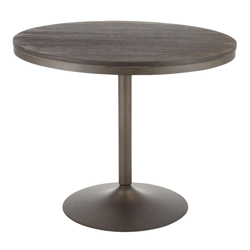 36" Espresso Grain Bamboo Round Top Metal Leg Dining Table