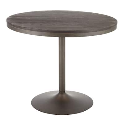 36" Espresso Grain Bamboo Round Top Metal Leg Dining Table