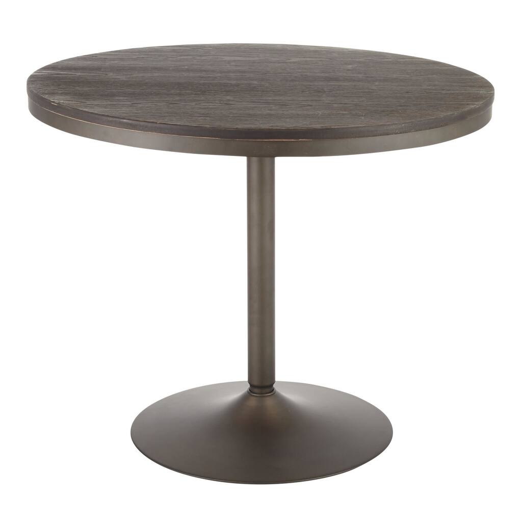 36" Espresso Grain Bamboo Round Top Metal Leg Dining Table