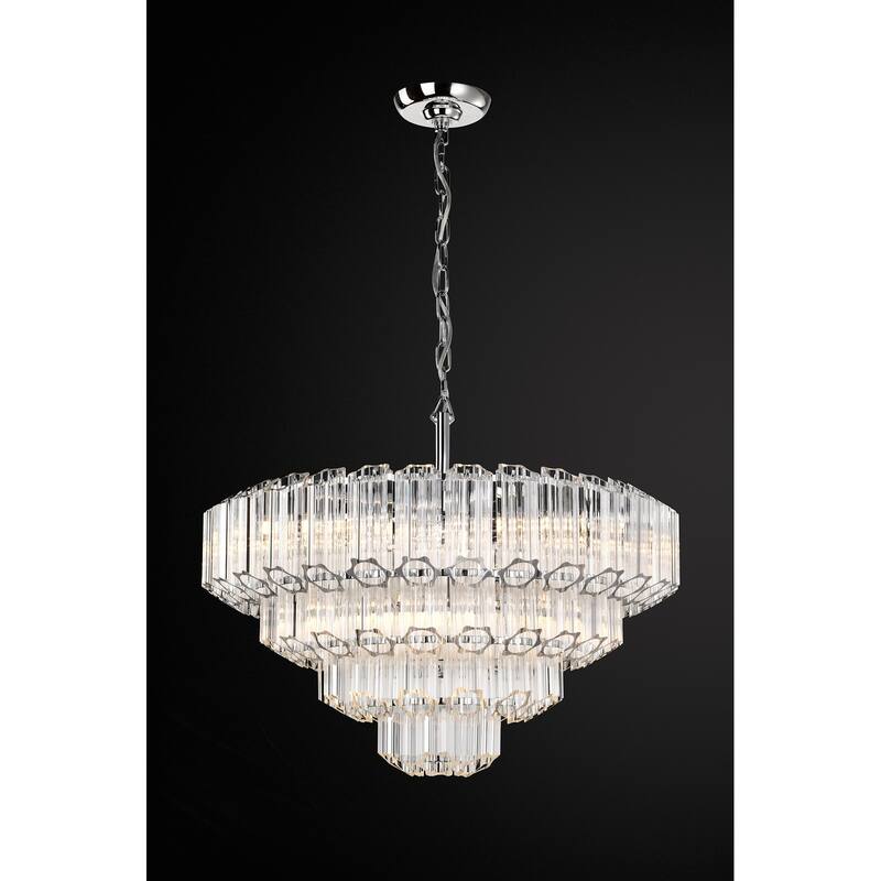 Symphony 9-Light Chrome Tiered Crystal Chandelier - Dimmable E12 Ceiling Fixture with Adjustable Chain