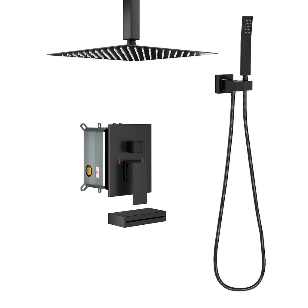 Topcraft 12-inch Ceiling Mount Square Shower System with Rough-in Valve - 12*12