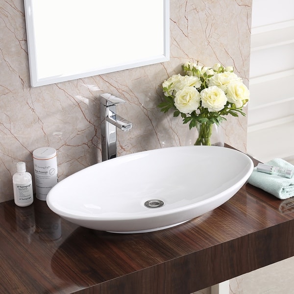 slide 1 of 6, Karran Valera 27" Vitreous China Vessel Bathroom Sink in White