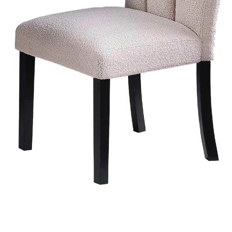 Dining Side Chair Set of 2, Foam Cushioned Beige Fabric, Black Wood