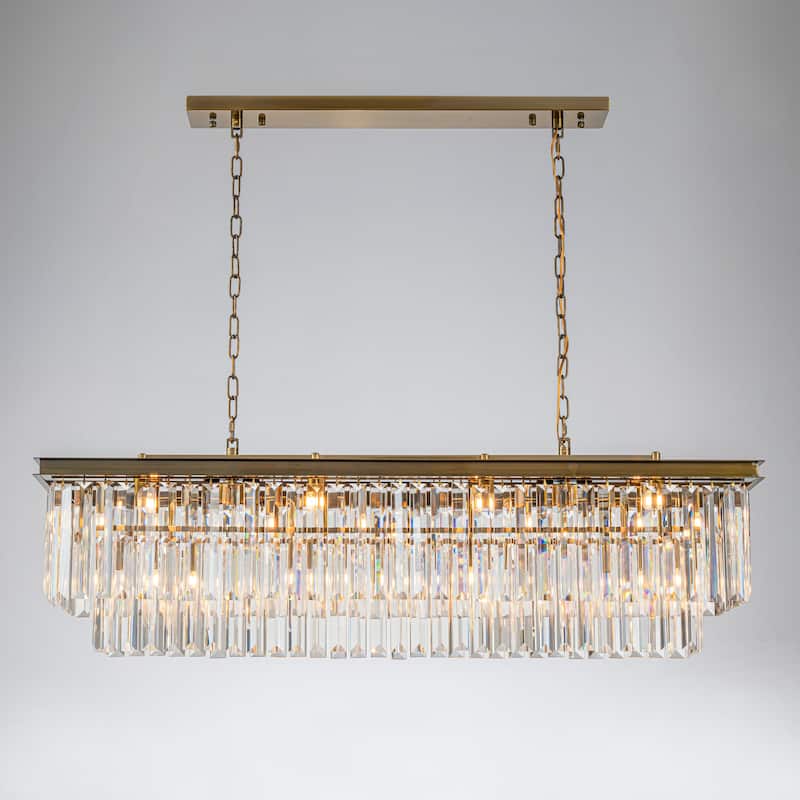 12-Light Glam Fringe Crystal Chandelier for Dining Room