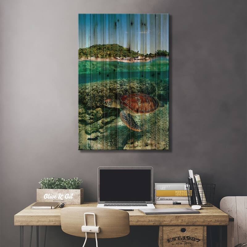 Along Shore Print On Wood by Andrey Narchuk - Multi-Color