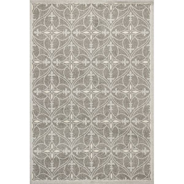 2'X4' Grey Machine Woven Uv Treated Ogee Indoor Outdoor Accent Rug