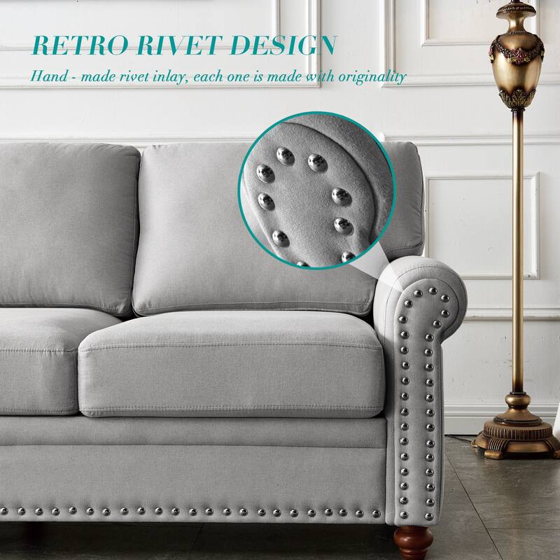 Sturdy Upholstered Sofa with Removable Storage - Stylish Seating for 3
