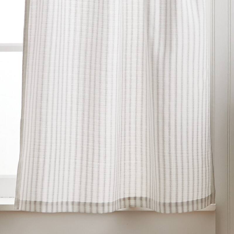 Martha Stewart Ticking Stripe 3-piece Curtain Tier and Valance Set - 1-Valance And 2-36" Tiers - Grey