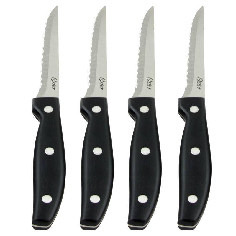 Cottar 4 Piece 4.5 Inch Stainless Steel Blade Triple Riveted Steak Knife Set in Black