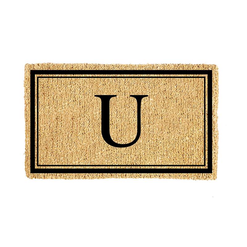 28 in. x 16 in. Monogram Coir Mat, Letter "U"